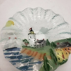 A C Ross Fused Glass Lighthouse Bowl - Picture 1 of 4