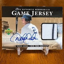 Derek Jeter 2000 Upper Deck Game Jersey On Card Auto Autograph Yankees - Read