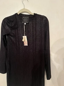 Johnny Was Jenna Metallic Tunic Black Xxs NWT $160 Retail - Picture 1 of 5