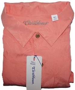 Roundtree Yorke Caribbean Short Sleeve Camp Shirt TALL 4XT Peach NWT (RYC381) - Picture 1 of 5