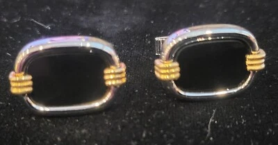 GEMELOS VINTAGE DE ORO 14K Y PLATA ESTERLINA ÓNIX DOLAN Y BUEY "DB" Foto 1 de 4