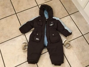 Süßer Schneeanzug Gr.80 Braun / Hellblau Von Topolino mit Intrigierten Handschuh - Bild 1 von 10