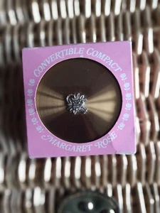 MARGARET ROSE POWDER COMPACT, IN ORIGINAL BOX (BOX IS TATTY) GOLD TONE FINISH, - Picture 1 of 3