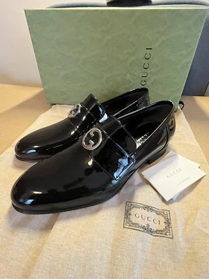 Authentic Gucci Men’s Interlocking G Loafers In Patent Leather Size 7 - Image 1 of 4
