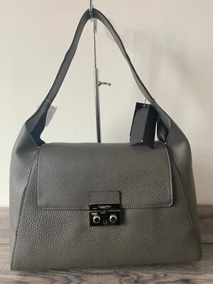 Calvin Klein Collection Grau Leder Tragetasche Einzelhandel Hergestellt IN Italy - Bild 1 von 4