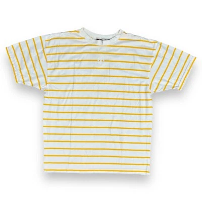 Vtg 80’s 90’s Giorgio Beverly Hills Striped T Shirt Yellow White Retro Cali Sz M - Изображение 1 из 4