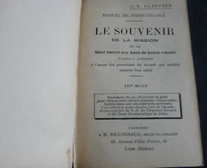Manuel de Persévérance – Souvenir Mission 1920 – Livre Ancien REF 3224 - Picture 1 of 3