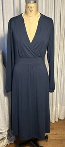 Eddie Bauer Womens Dark Teal Blue Jersey Midi Dress Sz M pre-owned  - Picture 1 of 9