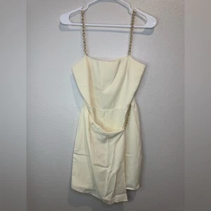Amanda Uprichard white ivory mini dress with gold chains - Picture 1 of 14