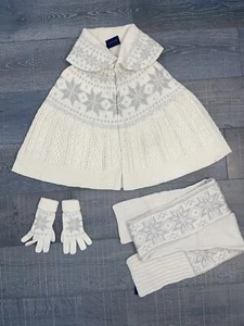 Rare 2009 Set Ralph Lauren Cashmere Wool Poncho Sweater XS S Cape Scarf Gloves - Picture 1 of 12