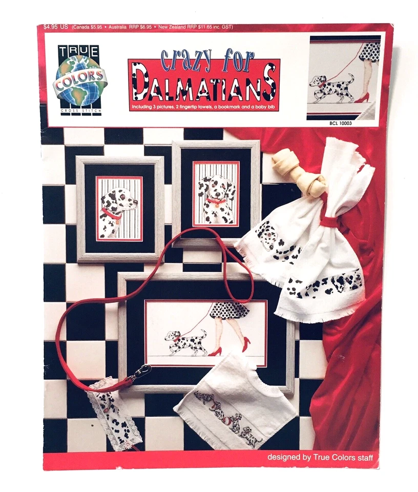 Folleto vintage con patrón de punto de cruz Crazy for Dalmations  Foto 1 de 2