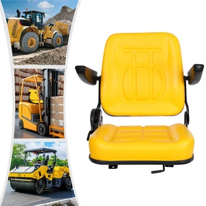 Asiento de tractor moderno respaldo amarillo asiento de carretilla elevadora ajustable 60-80 kg carga nuevo - Imagen 1 de 24
