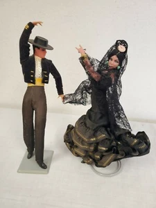 VINTAGE MARIN CHICLANA DANCING COUPLE GUY GIRL 7" BLACK GOLD 70'S - Picture 1 of 5