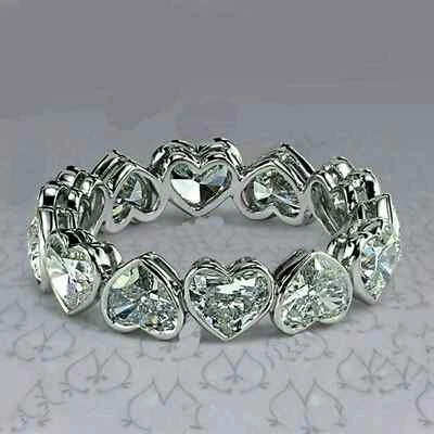 2.00Ct Lab-Created Heart Diamond Eternity Wedding Ring 14K White Gold Finish - Image 1 of 4