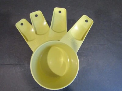 TUPPERWARE Set if 4 Plastic YELLOW Dry Measuring Cups 1/2C- 2/3C - 3/4C - 1 Cup - Image 1 of 4