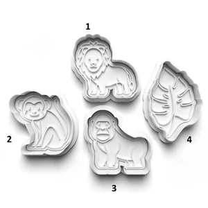 Jungle Animal Cute Cookie Cutter Embosser Stamp Fondant Set High Quality - Picture 1 of 1