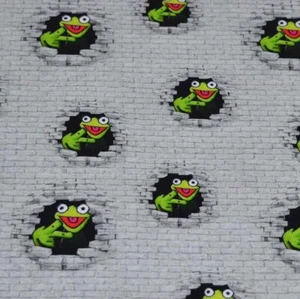 Baumwolljersey Jersey Stoff Stretchjersey Frosch Hellgrau - Bild 1 von 2