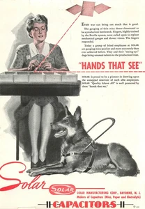 Magazine Print Ad SOLAR MANUFACTURING CORP 1943 Hands That See Blind Sorters WW2 - Picture 1 of 2