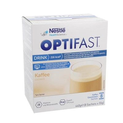 NESTLÉ HEALTH SCIENCE GMBH OPTIFAST Drink 8 x 55g Kaffee Pulver PZN 10267833 Diät (55,66 EUR/kg)