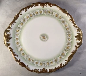 Antike riesige 13" T&V Limoges Frankreich handbemalte Gänseblümchen Floral Goldrand Platte HP - Bild 1 von 6