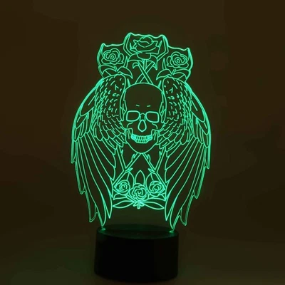 originelle 3D LED-Lampe Totenkopf Engel Tischlampe RGB Innenleuchte Wohnlicht - Bild 1 von 4