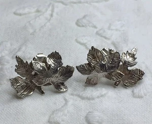 Vintage sterling silver 925 double maple leaf stud earrings two leaves. - Picture 1 of 10