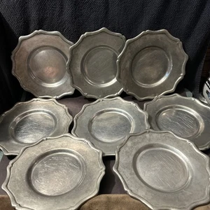 Scovill 10” Pewter Plates 1966. 8 Total Antique Metal Pewter Plates - Picture 1 of 15