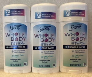 Secret Whole Body Aluminum Free Sensitive Deodorant Light & Fresh 2.4oz Lot Of 3 - Picture 1 of 1