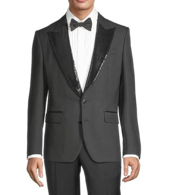 Jaqueta smoking de dois botões Dolce&Gabbana enfeitada com lantejoulas 52(42) R US$ 4.595 nova com etiquetas - Imagem 1 de 4