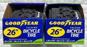 2 Kent Goodyear 26" Black Folding Bicycle Tire 26x2.00-2.125 For Mountain Bikes - Picture 1 of 9
