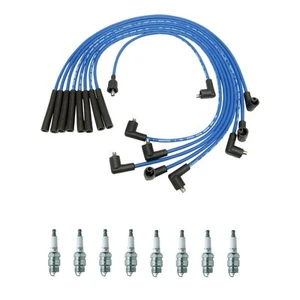 NGK Wire Set & 8 V-Power Spark Plugs Kit for Capri Custom S-150 M-400 Mark IV V8 - Picture 1 of 1