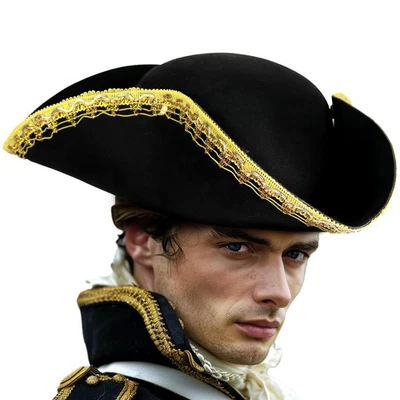 Pirate Hat Distressed Colonial Style Tricorn Hat for Adult Halloween Costume ... - Image 1 of 4