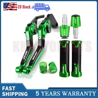 Green For KAWASAKI NINJA ZX-10R 2006-2015 Brake Clutch Levers Handlebar Grip Cap - Image 1 of 4