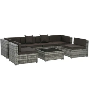 7PC Rattan Wicker Sofa Set Sectional Couch Cushioned Furniture Patio Outdoor - Picture 1 of 11