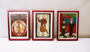 3x zeitgenössische russische Kunst Propaganda - SIGNIERTE DRUCKE - gerahmt - Bild 1 von 18