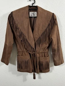 Vintage LNR Wildleder Leder Fransen Jacke Damen klein Western Cowgirl 90er - Bild 1 von 10