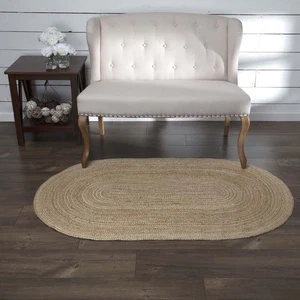 Accent Rug Natural Jute Farmhouse 36x60 No Slip Pad Braided Floor Mat VHC Brands - Picture 1 of 12
