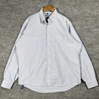 VINTAGE G.H. Bass & Co. Weejun Oxford Shirt Size 17 XL OCBD Cotton Preppy Blue - Image 1 of 4