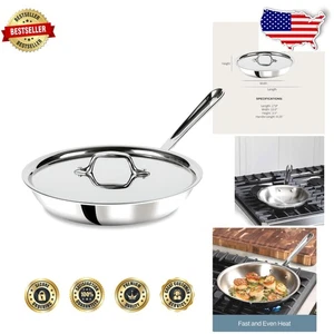 Padella All Clad D3 10" Acciaio Inox con Coperchio Tri-Ply Forno Induzione Sicuro 600F - Foto 1 di 10