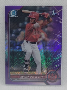 2022 Bowman Chrome Adrian Placencia Purple Refractor #ed 163/250 Angels - Picture 1 of 2