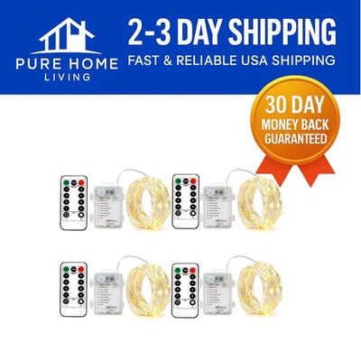 Paquete de 4 luces de cadena de hadas regulables - 8 modos de iluminación para bodas y decoración Foto 1 de 4