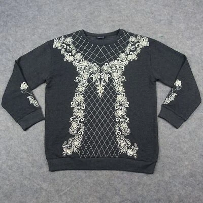 Suéter feminino Topshop 6 cinza moletom pérolas bordado pulôver enfeitado - Imagem 1 de 4