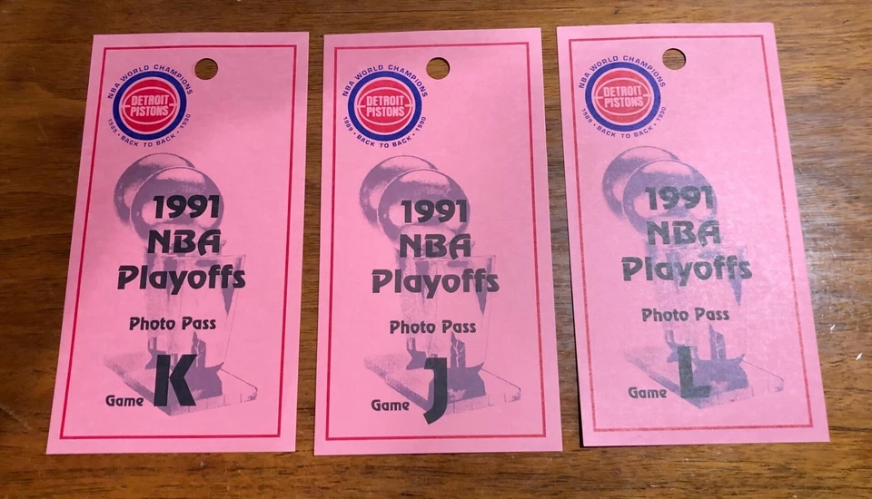 1991 NBA Playoffs Detroit Pistons Basketball Press Pass / Ticket lot of  #KJL - Image 1 of 1
