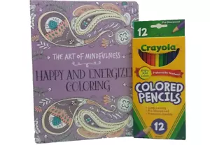 Happy And Energized Adult Coloring Book Crayola Pencils The Art Of Mindfulness - Picture 1 of 12