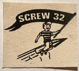 SCREW 32 ULTRA RARE VINTAGE 1989S SEW ON PATCH DIY CLASSIC BOY ON ROCKET DESIGN - Picture 1 of 2