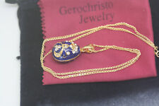 Faberge Egg 1" Swarovski Enamel Pendant 10K Gold Women's Necklace 18" Link Chain
