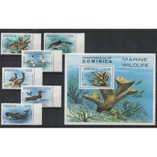 DOMINICA 1979 PESCI CONSERVAZIONE NATURA - 6 VAL + 1 BF MNH MF61522