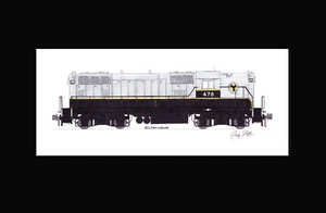 Cinturón Ferrocarril de Chicago GP7 #470 11""x17"" estampado enmarañado firmado por Andy Fletcher - Imagen 1 de 1