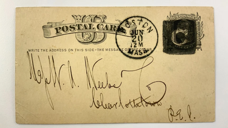 Antique US Postage One Cent Postal Card 1878 Boston Mass Postcard HH321 - Image 1 of 4