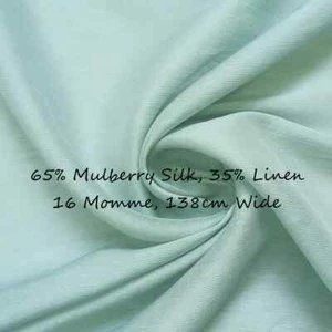 Silk Linen Fabric 54'' Wide By Yard Cyan Slubbed Silk Flax Material Soft Summer - Picture 1 of 7